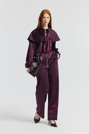 Noella Pelerin Saten Takım - Mürdüm 