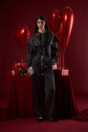 Noella Pelerin Saten Takım - Siyah