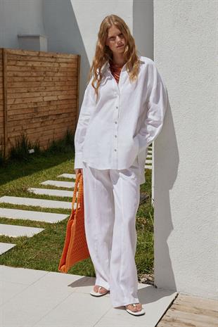 Noli Keten Gömlek- Beyaz