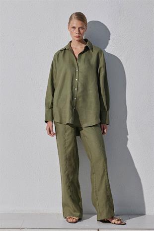 Noli Keten Nervürlü Pantolon - Haki