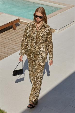 Noli Keten Nervürlü Pantolon - Leopar