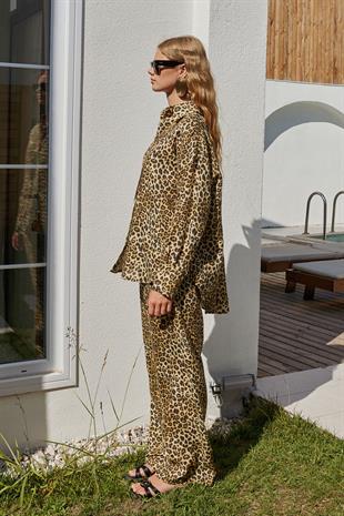 Noli Keten Nervürlü Pantolon - Leopar