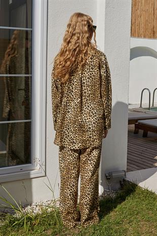 Noli Keten Nervürlü Pantolon - Leopar