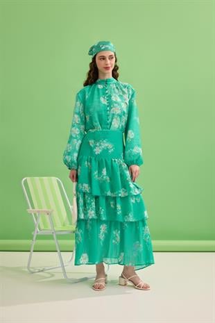 Ocean Brit Düğmeli Volanlı Takım- Yeşil