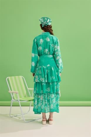 Ocean Brit Düğmeli Volanlı Takım- Yeşil