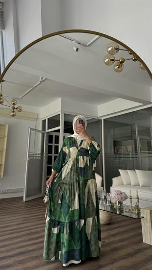 OLİNA VİSCON ELBİSE - YEŞİL