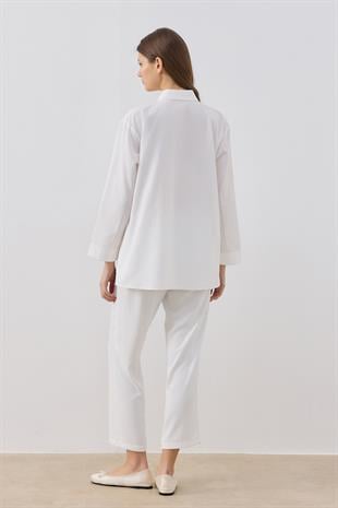 Ollie Asimetrik Kapamalı Gömlek - Beyaz