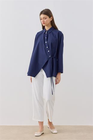 Ollie Asimetrik Kapamalı Gömlek - Lacivert