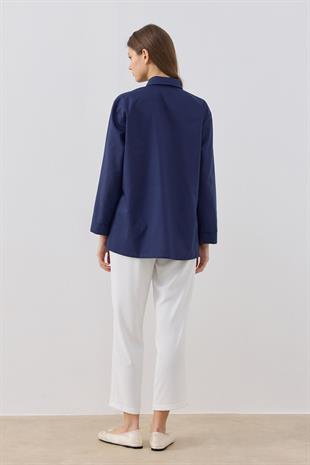 Ollie Asimetrik Kapamalı Gömlek - Lacivert