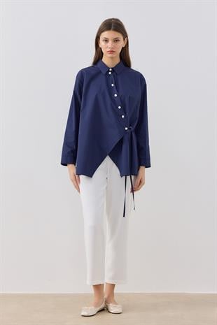 Ollie Asimetrik Kapamalı Gömlek - Lacivert
