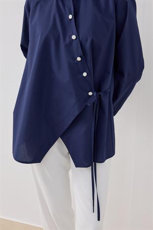 Ollie Asimetrik Kapamalı Gömlek - Lacivert