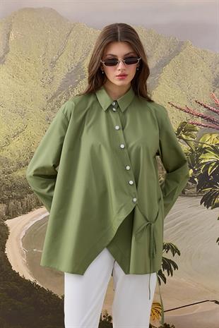Ollie Asimetrik Kapamalı Gömlek - Yeşil 