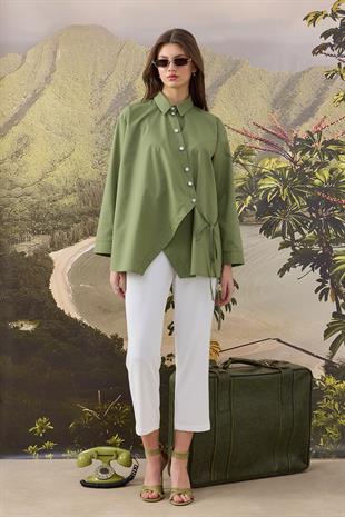 Ollie Asimetrik Kapamalı Gömlek - Yeşil 