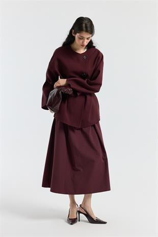 Ophelia Kuşaklı Kaban - Bordo