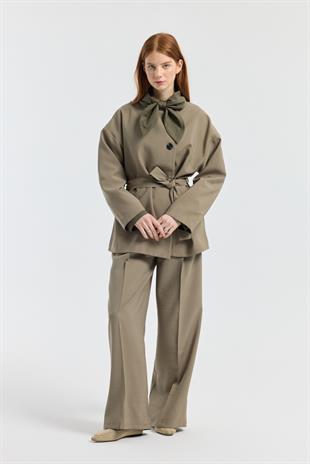 Ophelia Kuşaklı Kaban - Haki