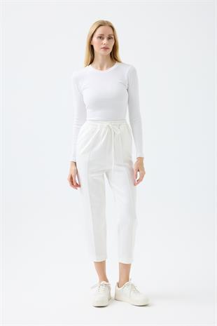 Otilla Nervürlü Skuba Havuç Pantolon  - Beyaz 