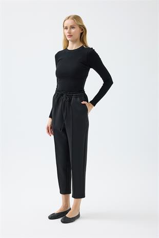 Otilla Nervürlü Skuba Havuç Pantolon - Siyah 