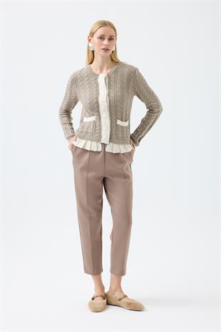 Otilla Nervürlü Skuba Havuç Pantolon - Vizon 