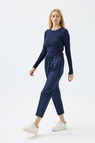Otilla Nervürlü Skuba Havuç Pantolon - Lacivert 