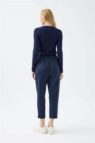 Otilla Nervürlü Skuba Havuç Pantolon - Lacivert 