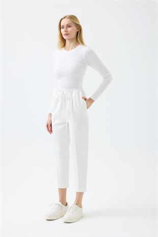 Otilla Nervürlü Skuba Havuç Pantolon  - Beyaz 