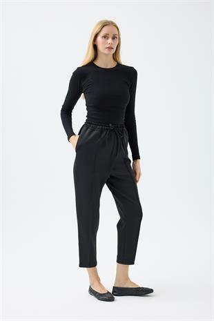 Otilla Nervürlü Skuba Havuç Pantolon - Siyah 