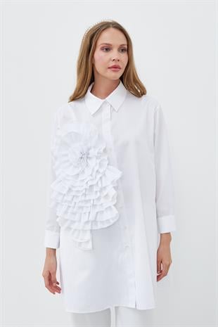 PAMELA AKSESUAR DETAYLI GÖMLEK - BEYAZ