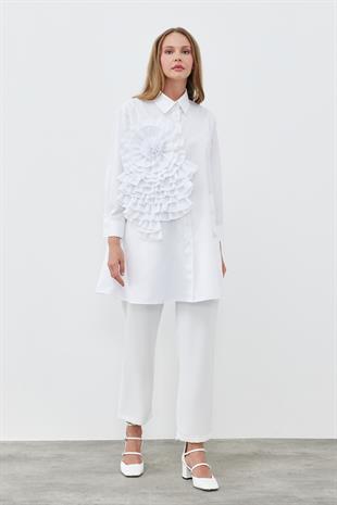 PAMELA AKSESUAR DETAYLI GÖMLEK - BEYAZ