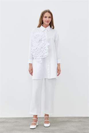 PAMELA AKSESUAR DETAYLI GÖMLEK - BEYAZ