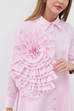 PAMELA AKSESUAR DETAYLI GÖMLEK - PEMBE