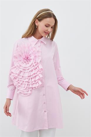 PAMELA AKSESUAR DETAYLI GÖMLEK - PEMBE