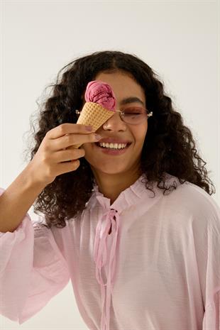 Paola Robalı Büzgülü Tunik - Pembe