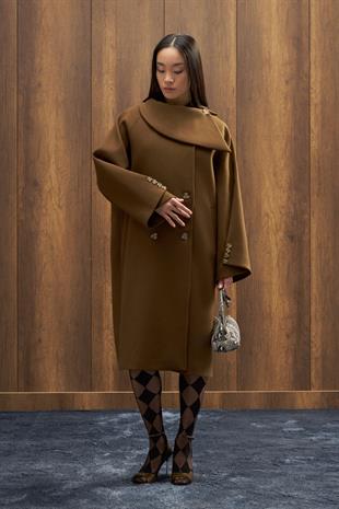 Paradoks Yaka Detaylı Oversize Kaban - Haki