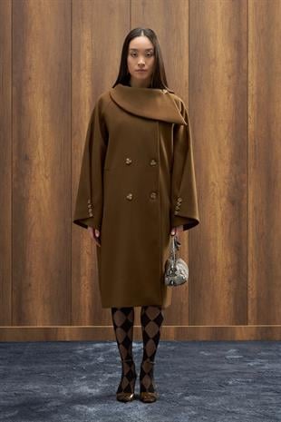 Paradoks Yaka Detaylı Oversize Kaban - Haki