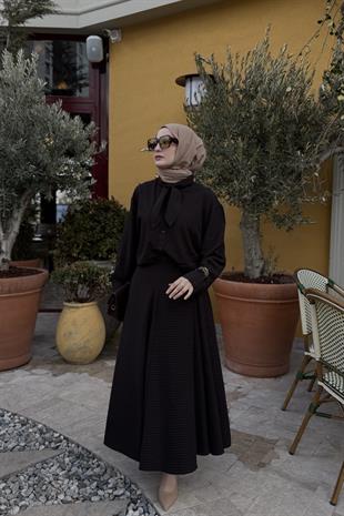 Paris Fular Yaka Pötikare Takım - Acı kahve 