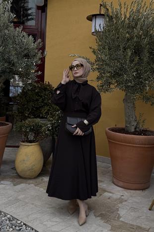 Paris Fular Yaka Pötikare Takım - Acı kahve 