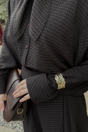 Paris Fular Yaka Pötikare Takım - Acı kahve 