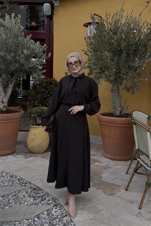 Paris Fular Yaka Pötikare Takım - Acı kahve 