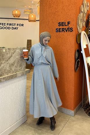 Paris Fular Yaka Pötikare Takım - Mavi