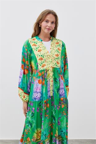 PARİS VİSCON ELBİSE- YEŞİL