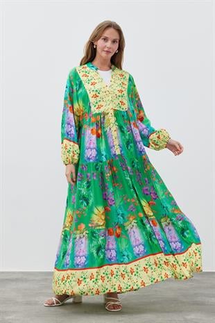 PARİS VİSCON ELBİSE- YEŞİL