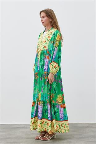 PARİS VİSCON ELBİSE- YEŞİL