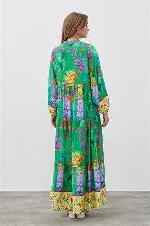 PARİS VİSCON ELBİSE- YEŞİL