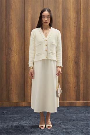 Penny Angora Biye Geçişli Hırka - Ekru 