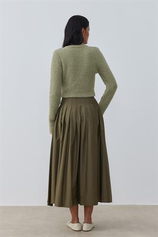 Petal Kırçıllı Crop Kazak- Çağla