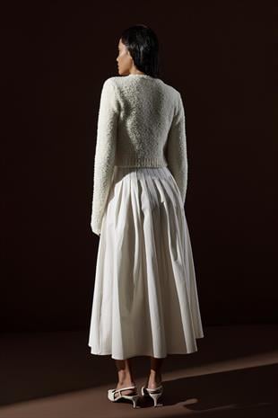 Petal Kırçıllı Crop Kazak - Ekru 