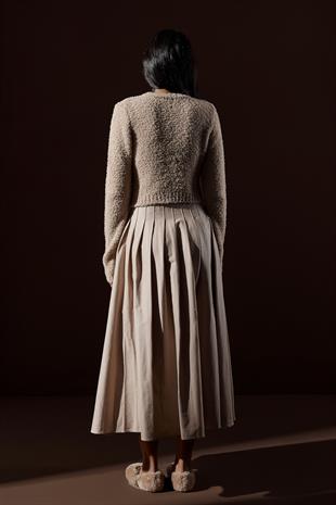 Petal Kırçıllı Crop Kazak - Vizon