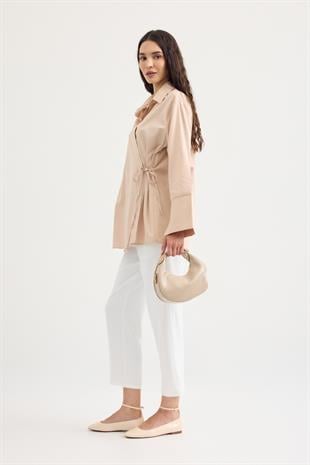 Petra Kruvaze Bağlamalı Gömlek  - Bej