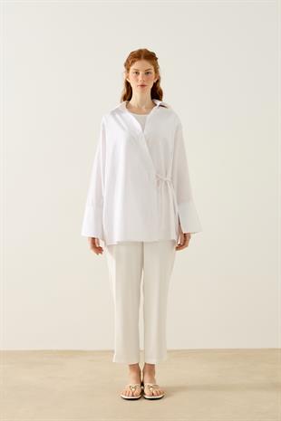 Petra Kruvaze Bağlamalı Gömlek - Beyaz