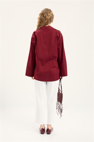 Petra Kruvaze Bağlamalı Gömlek - Bordo